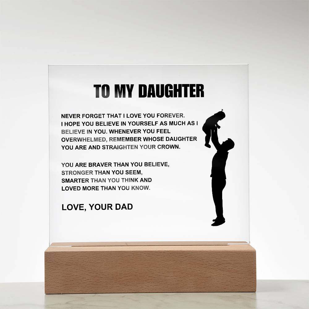 To My Daughter | Straighten Your Crown | Acrylic LED Lamp