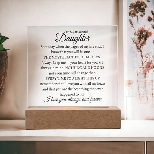 To My Daughter | Most Beautiful Chapter | Square Acrylic Plaque