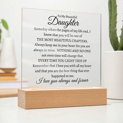 To My Daughter | Most Beautiful Chapter | Square Acrylic Plaque