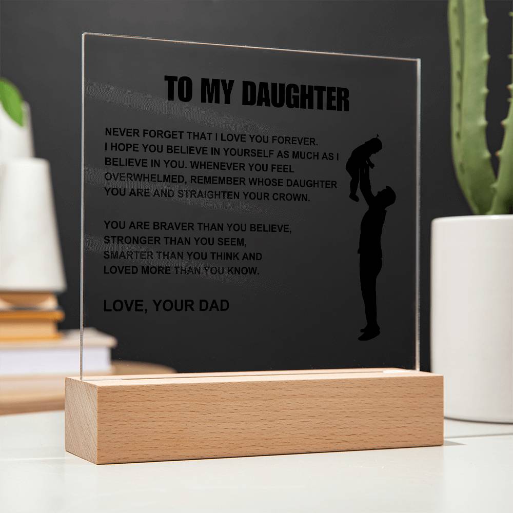 To My Daughter | Straighten Your Crown | Acrylic LED Lamp