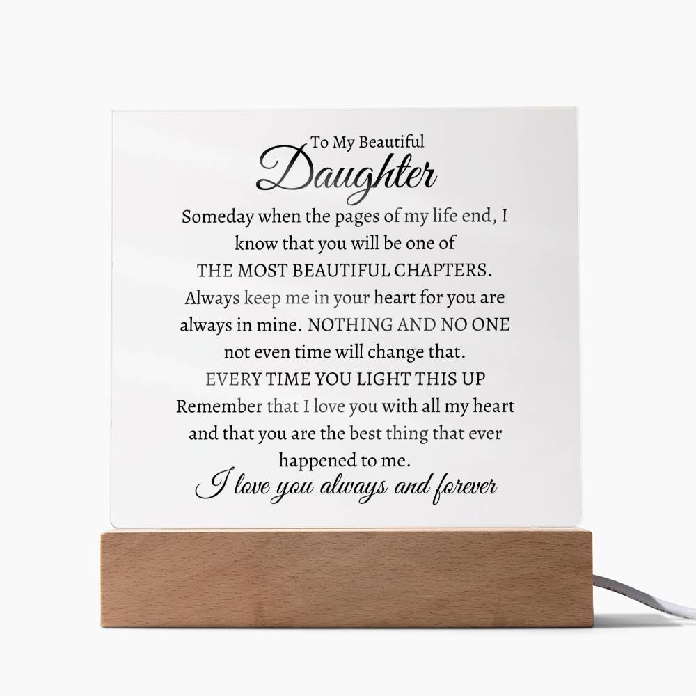 To My Daughter | Most Beautiful Chapter | Square Acrylic Plaque