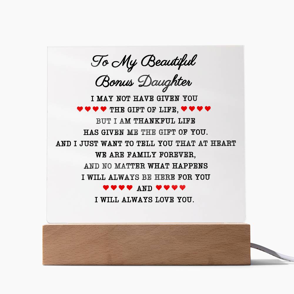 To My Beautiful Bonus Daughter | Square Acrylic