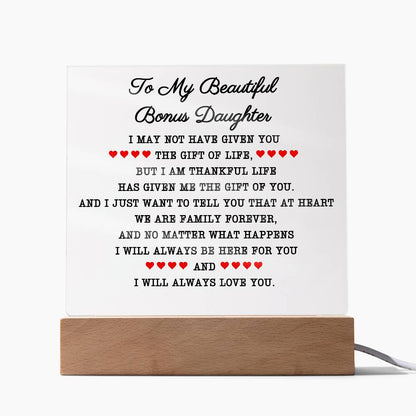 To My Beautiful Bonus Daughter | Square Acrylic