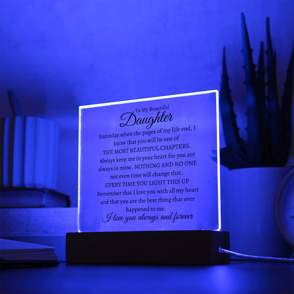 To My Daughter | Most Beautiful Chapter | Square Acrylic Plaque