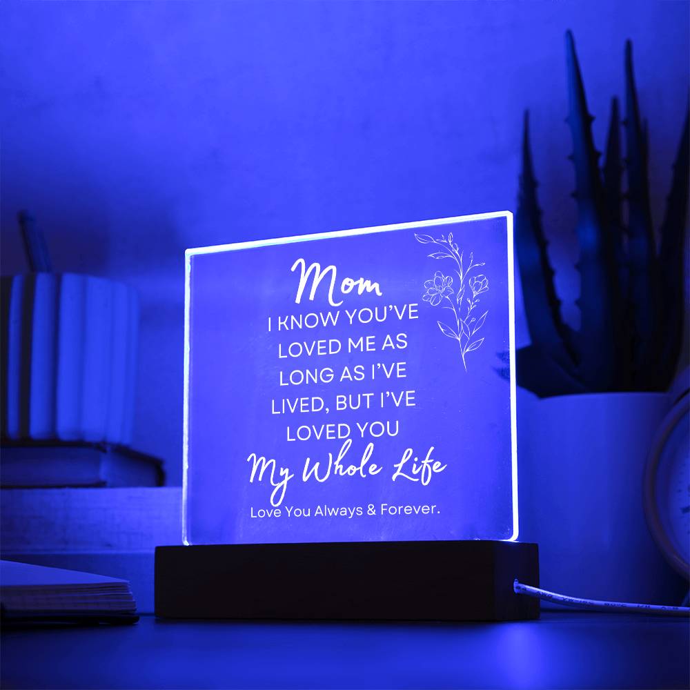 To My Mom | My Whole Life | White Acrylic Plaque