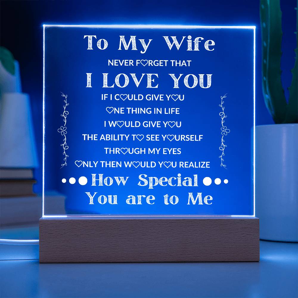To My Wife LED Square Acrylic