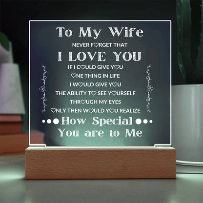 To My Wife LED Square Acrylic