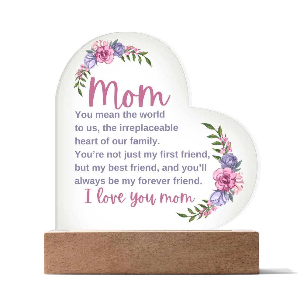 Mom | You Mean The World | Heart Acrylic Plaque