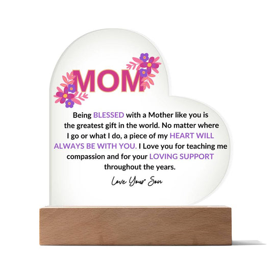 Mom | Love Your Son | Heart Acrylic Plaque