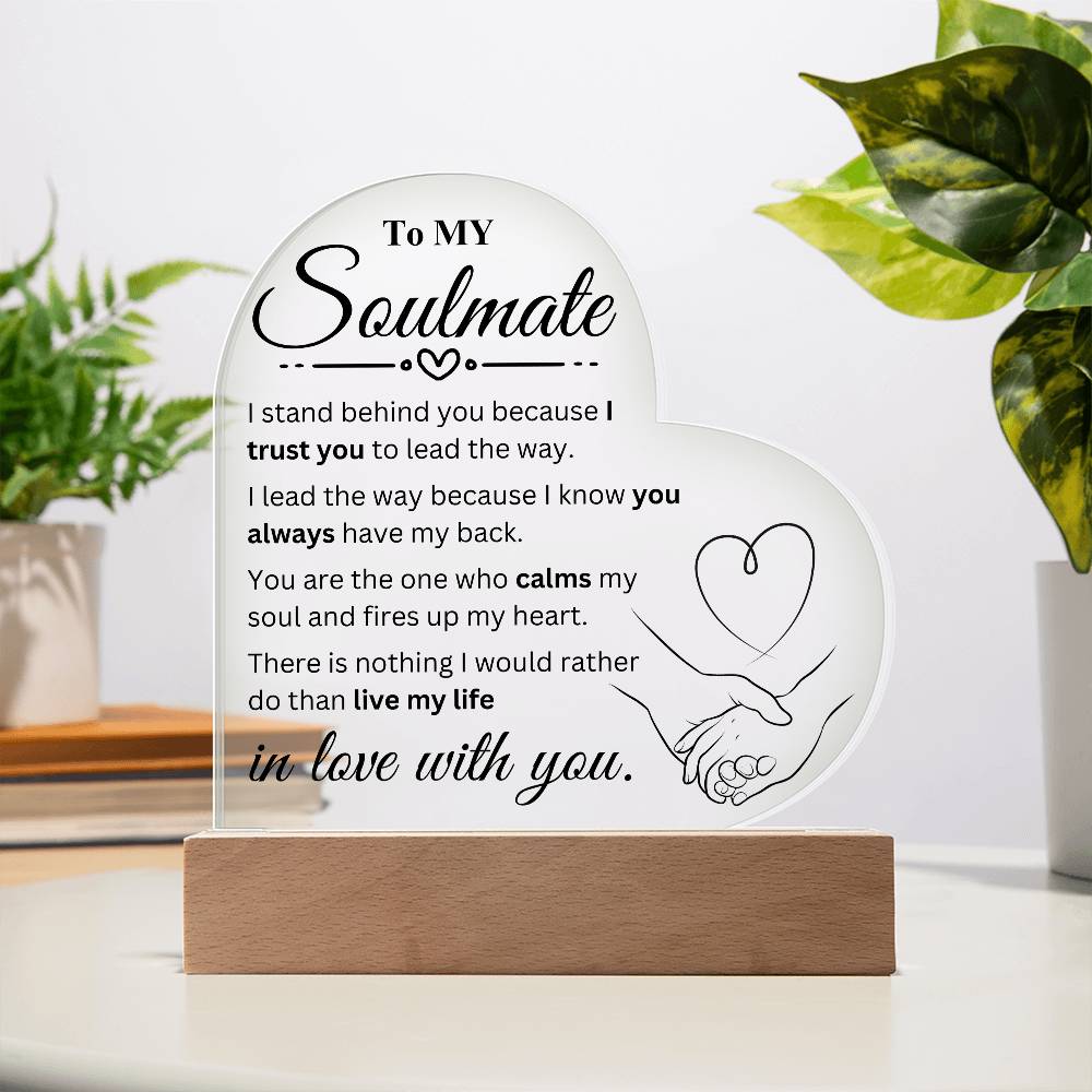 To My Soulmate | In Love With You | Acrylic Heart Plaque