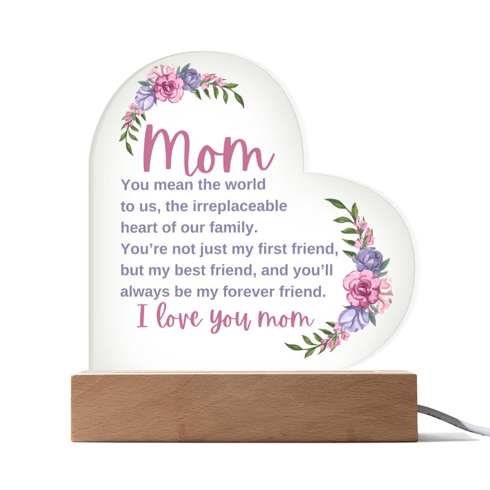 Mom | You Mean The World | Heart Acrylic Plaque