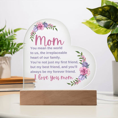 Mom | You Mean The World | Heart Acrylic Plaque