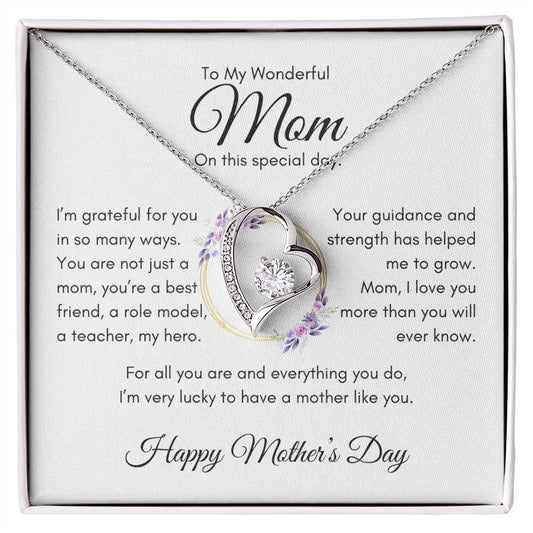 To My Wonderfull Mom | Grateful For You | Forever Love Necklace