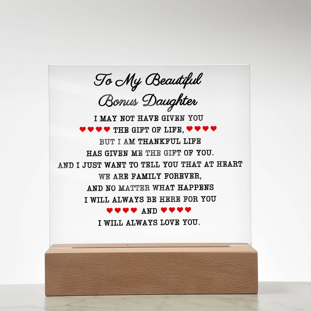 To My Beautiful Bonus Daughter | Square Acrylic