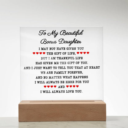 To My Beautiful Bonus Daughter | Square Acrylic