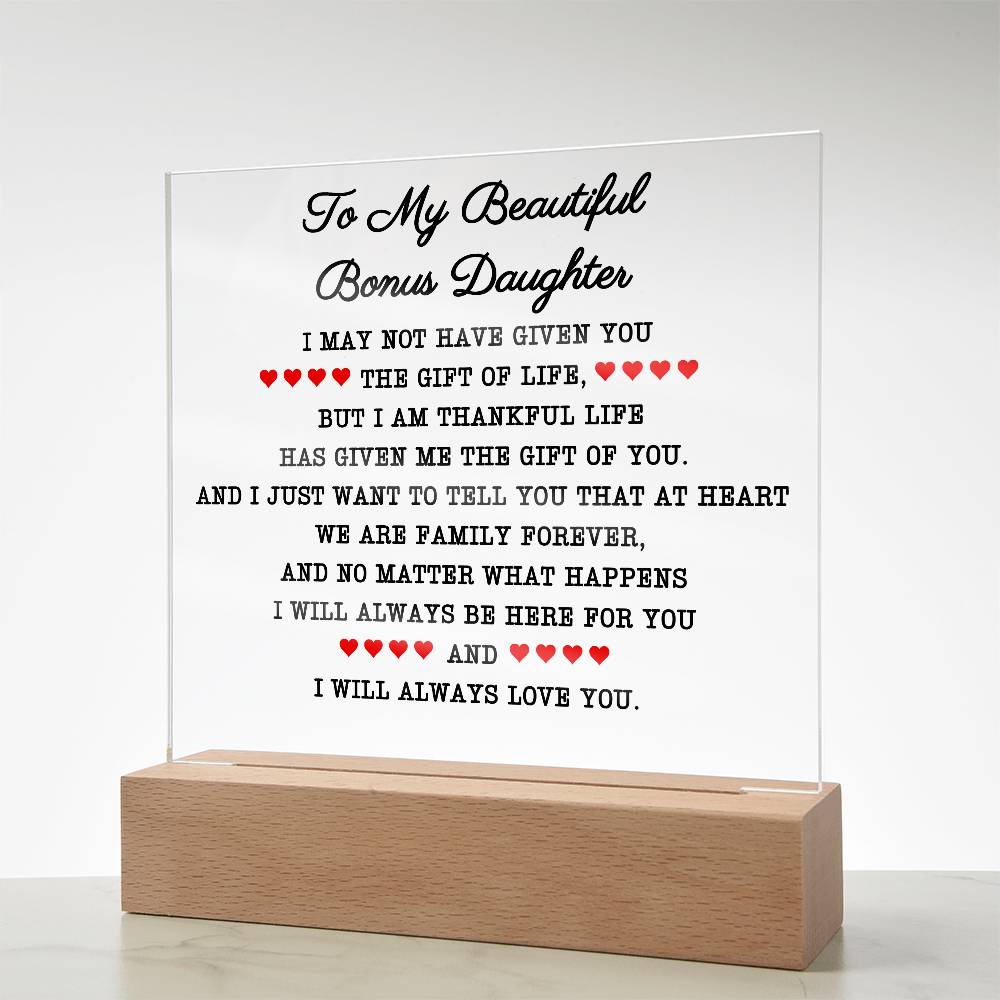 To My Beautiful Bonus Daughter | Square Acrylic