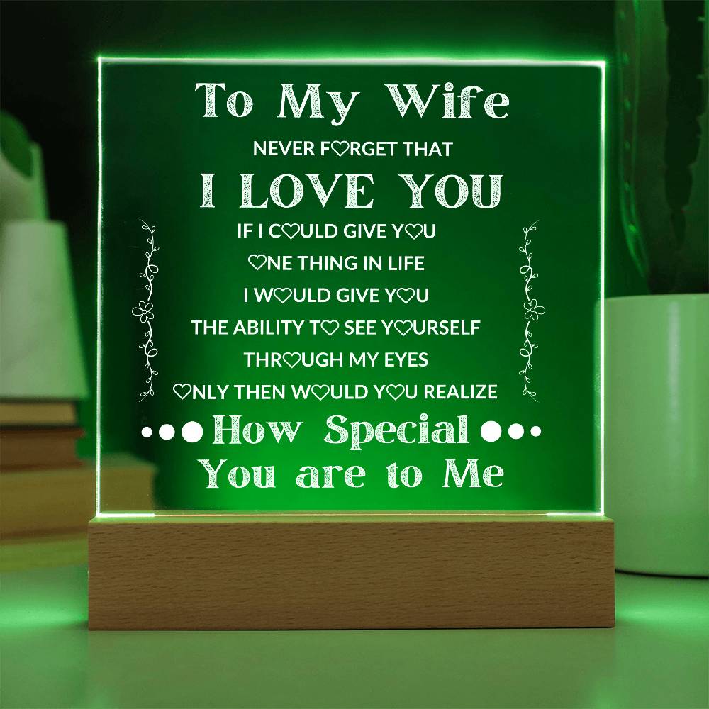To My Wife LED Square Acrylic
