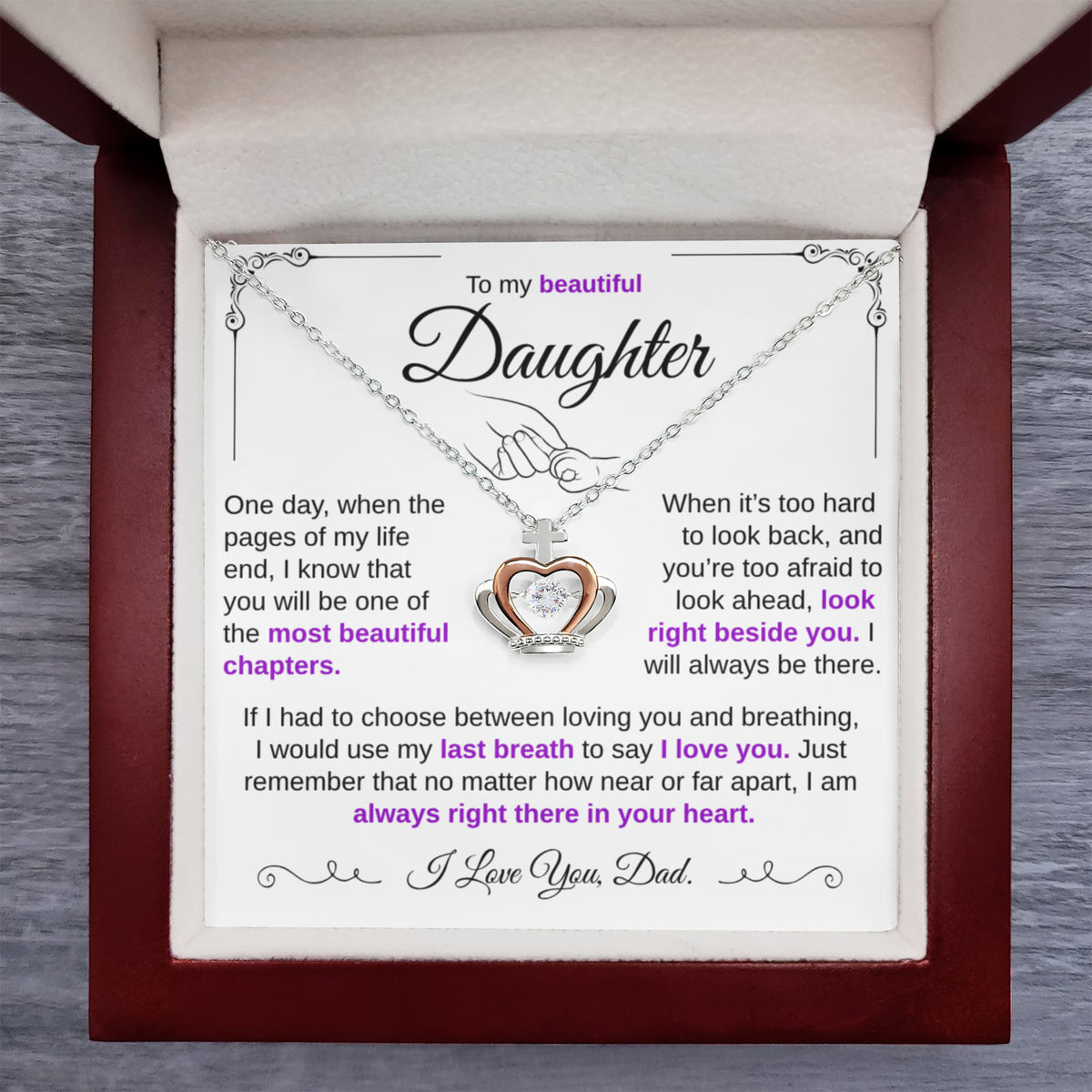 To My Daughter Necklace - You're One Of My Most Beautiful Chapters.