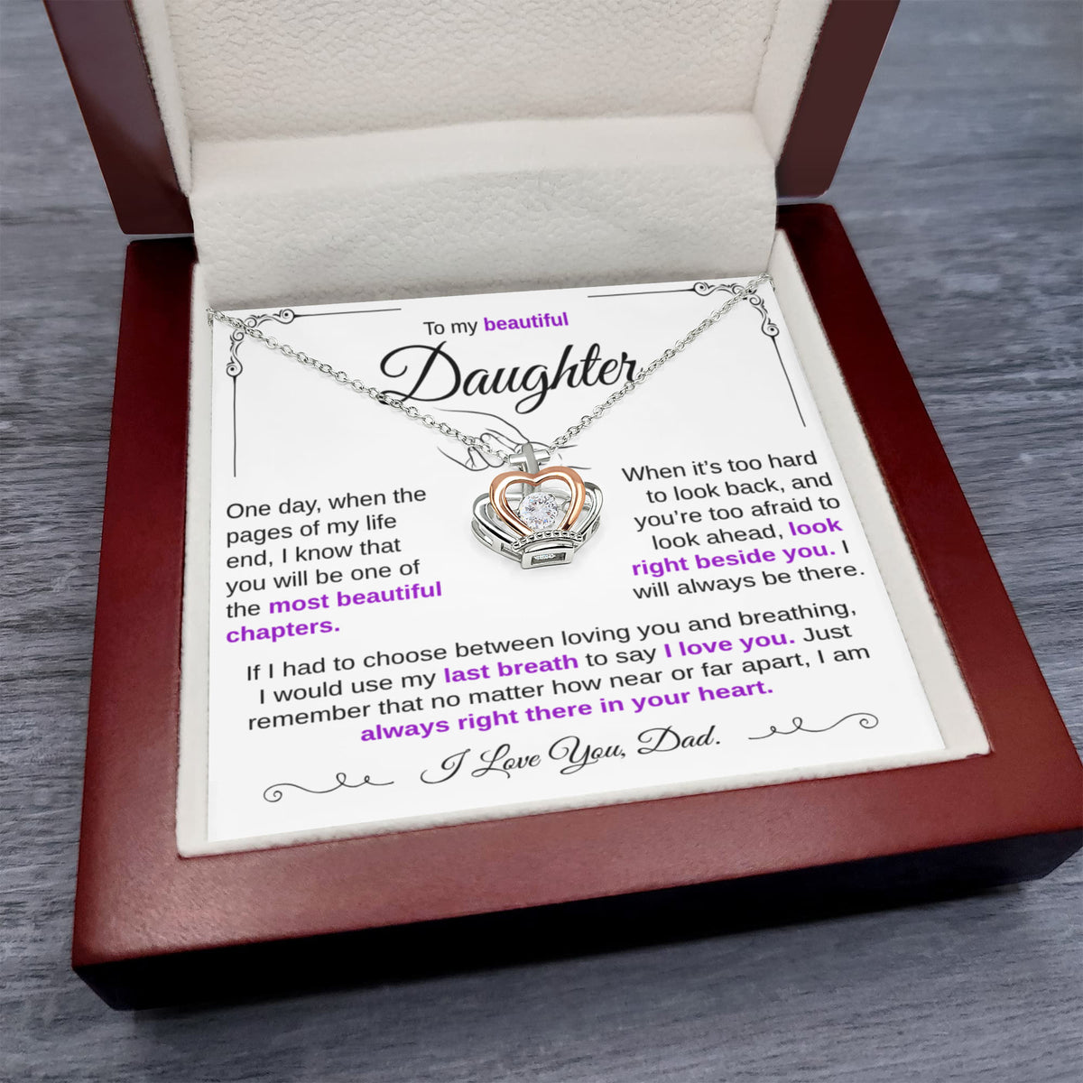 To My Daughter Necklace - You're One Of My Most Beautiful Chapters.