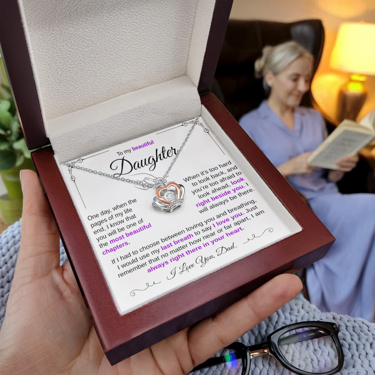 To My Daughter Necklace - You're One Of My Most Beautiful Chapters.