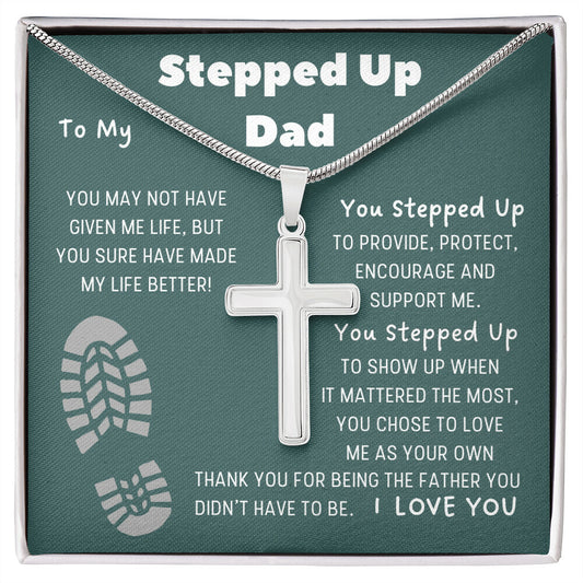 Stepped Up Dad | Stainless Cross Necklace