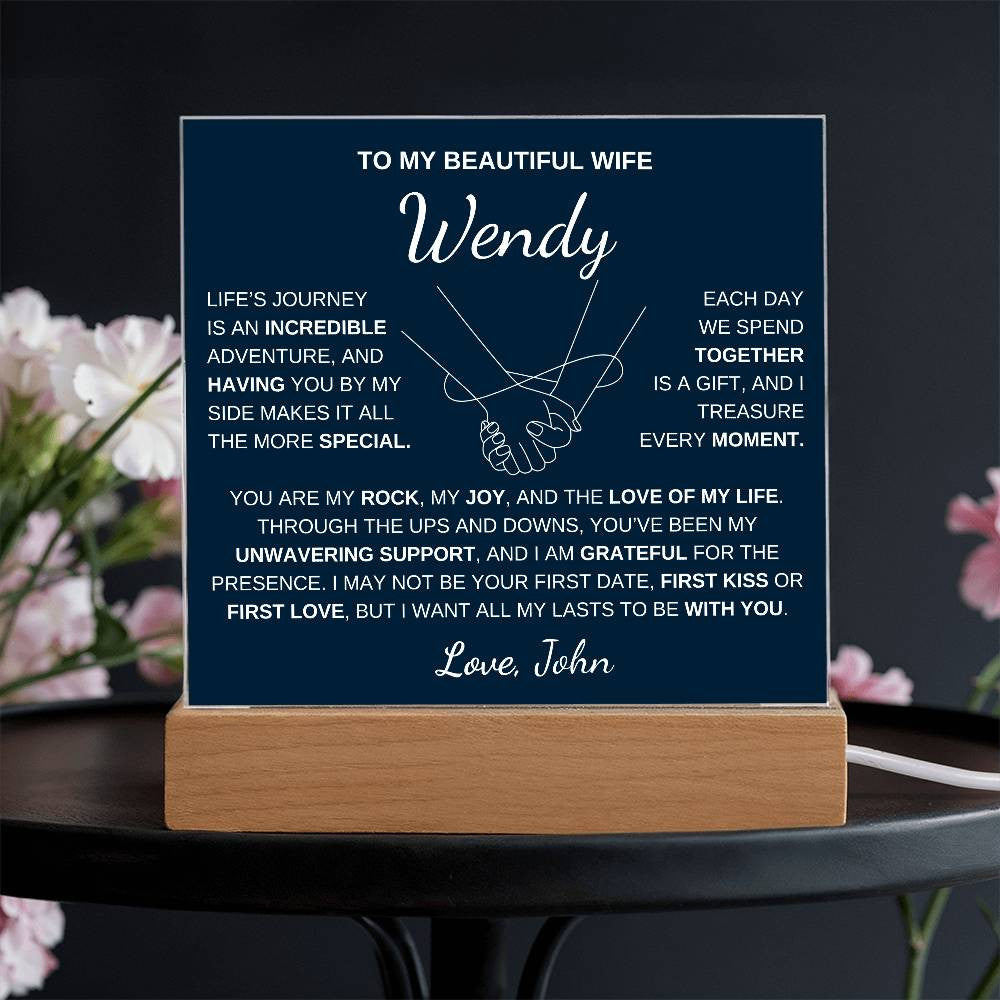 To My Beautiful Wife | My Rock | Acrylic Plaque