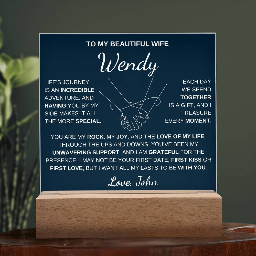 To My Beautiful Wife | My Rock | Acrylic Plaque