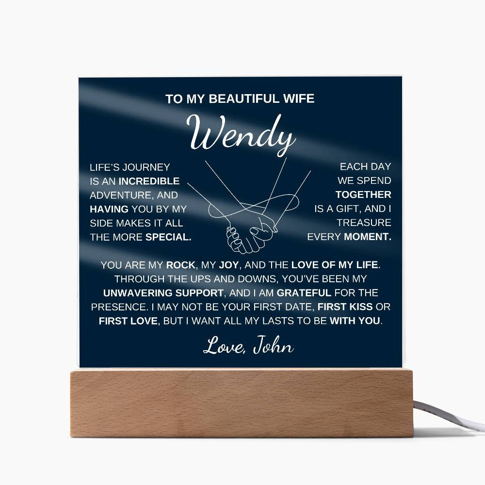 To My Beautiful Wife | My Rock | Acrylic Plaque